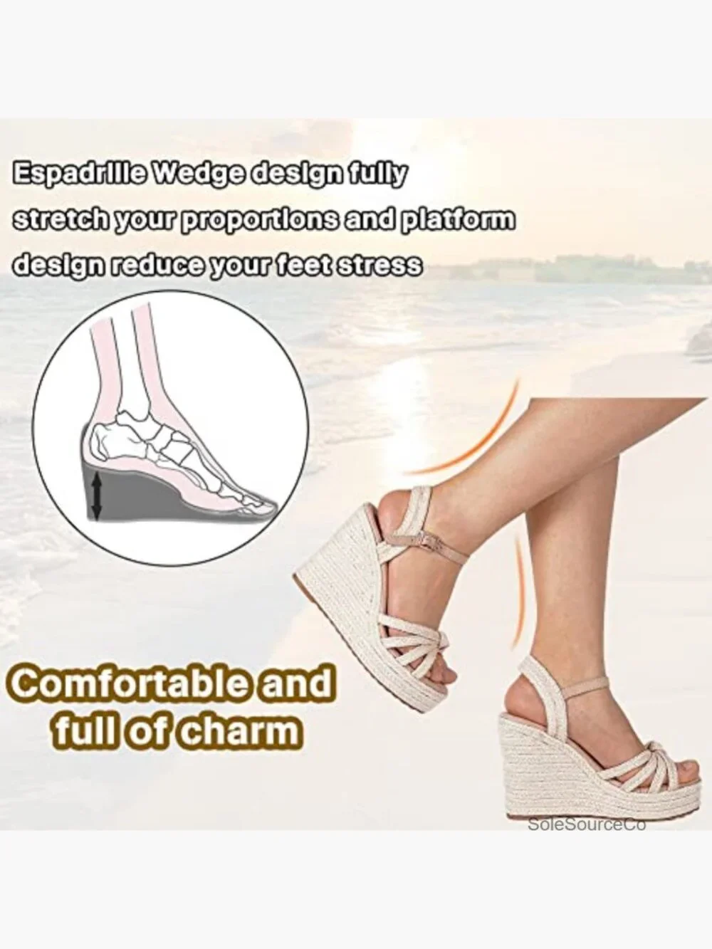 Braided Espadrille Wedge Platform Sandals Ankle Strap Open Toe Summer